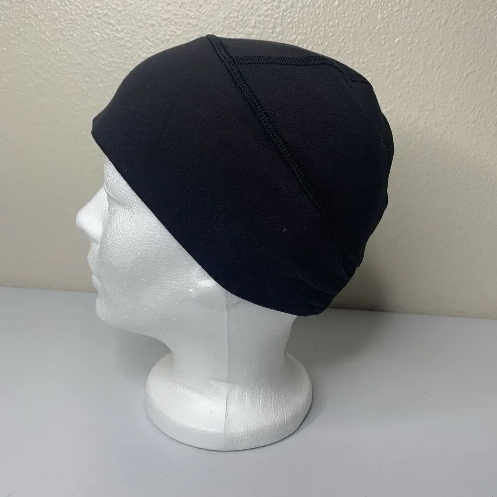 Lululemon Hat Skull Cap Black Reflective Ponytail Brisk Run Toque Beanie Sz OS